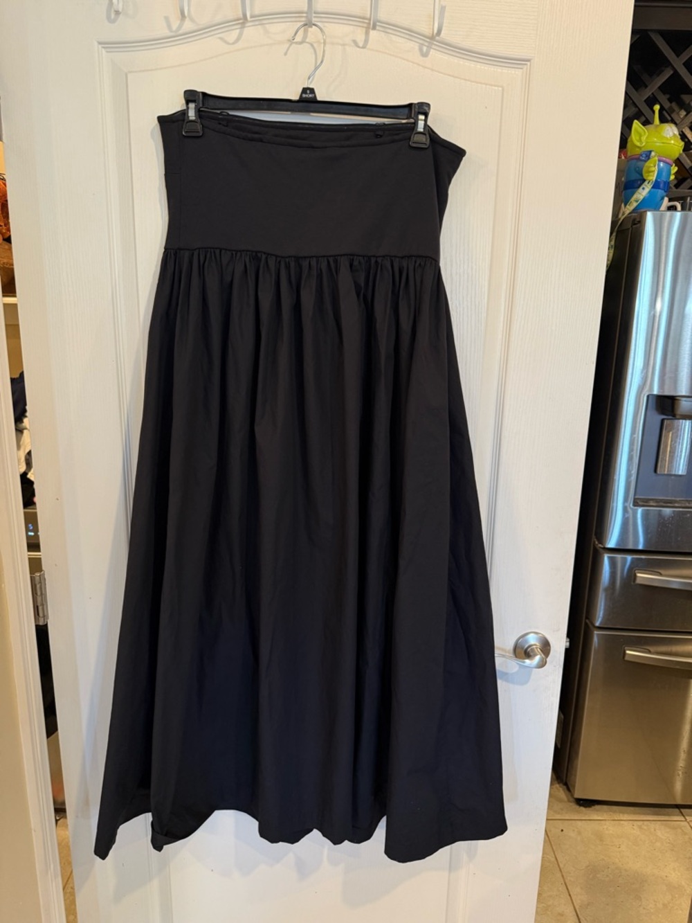 Nicole Miller NYC Black Cotton blend Strapless Midi Dress XL new w tags pockets - Picture 3 of 9